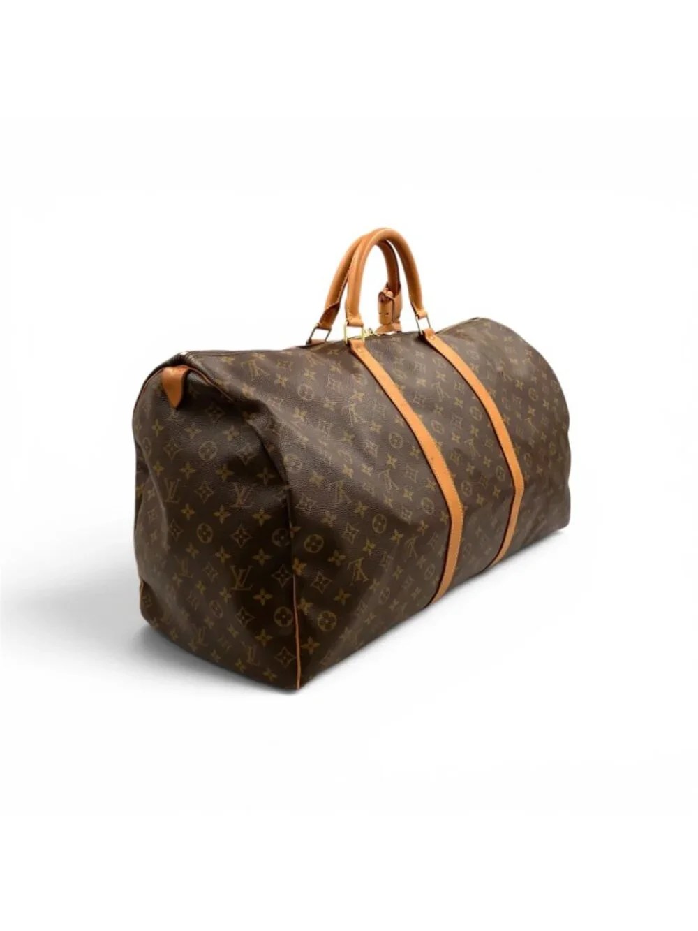 Louis Vuitton Keepall 60 Monogram Leather Brown Light Boston Bag Gold